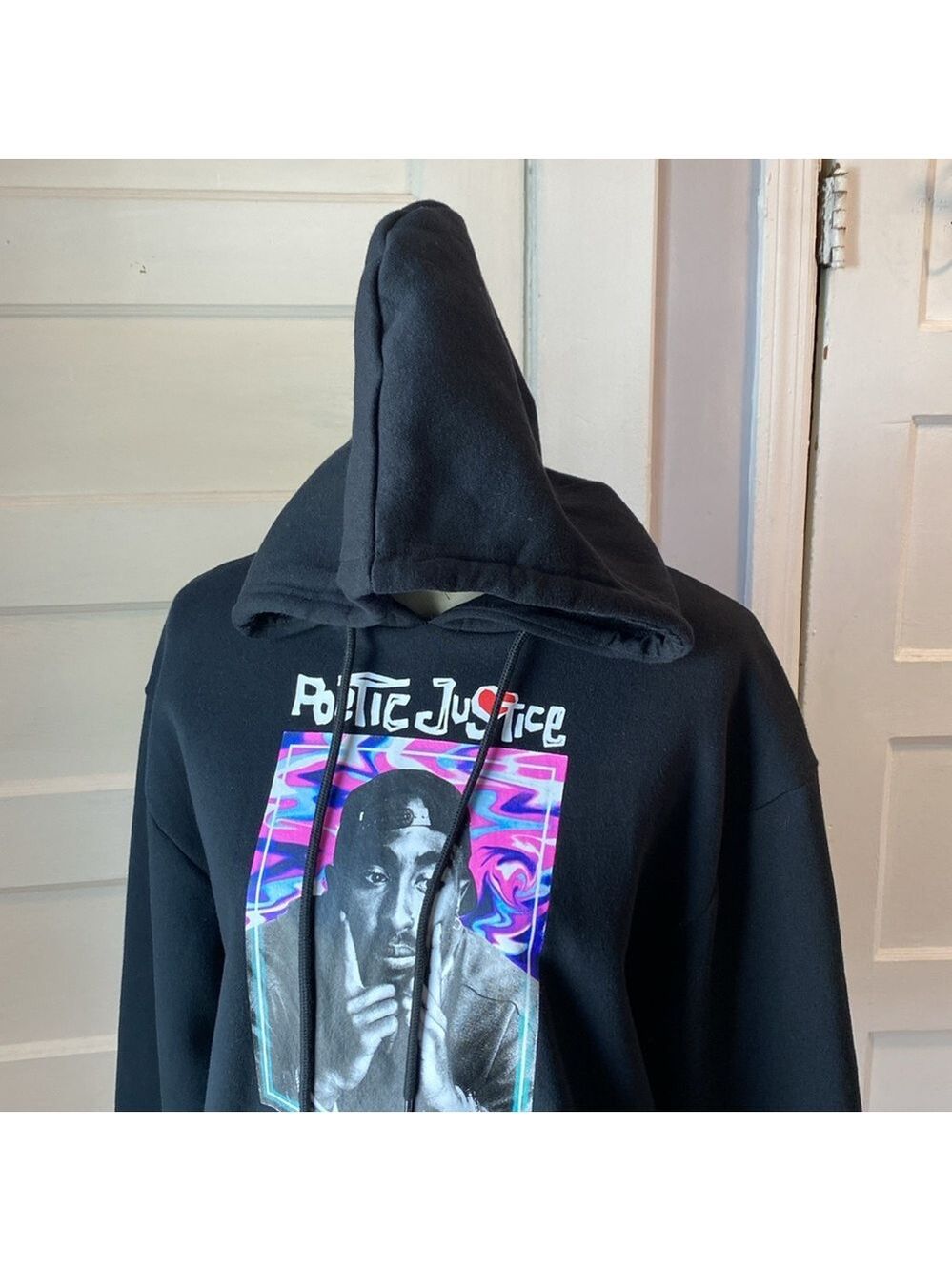 Tupac Poetic Justice Black Hooded Sweatshirt, Size M - Picture 3 of 15
